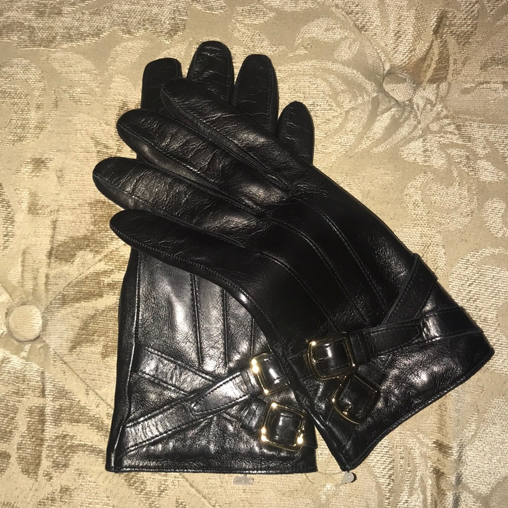 Coach black leather gloves
